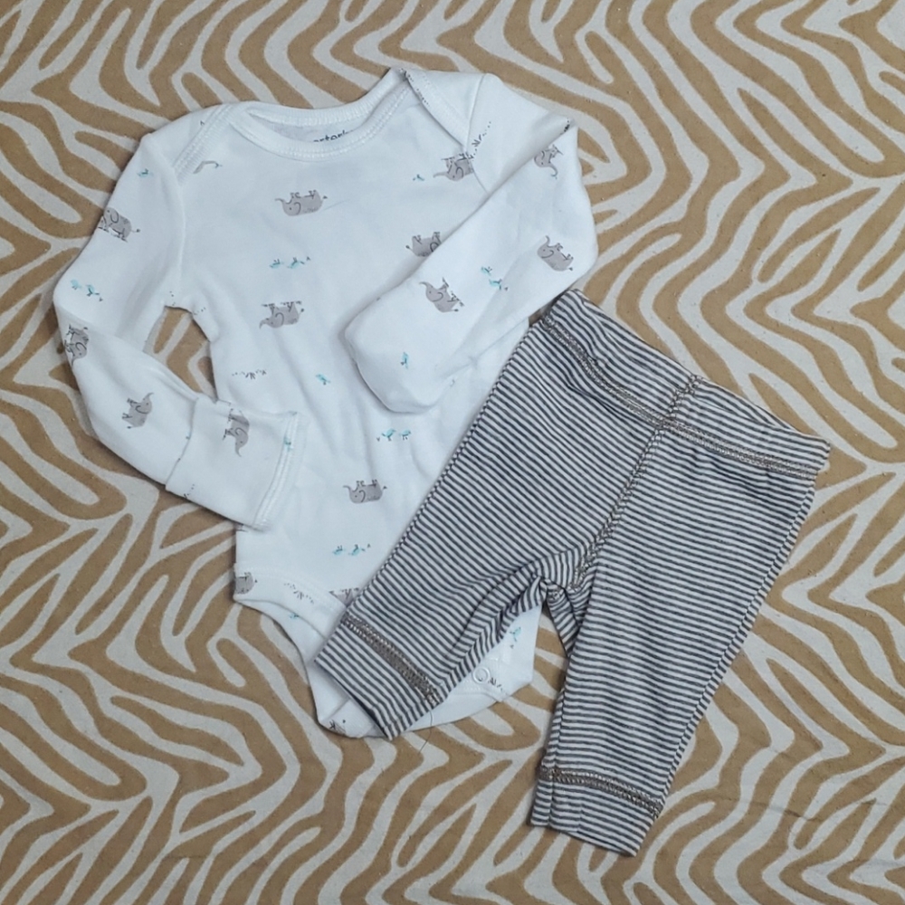 Carter's Brown Elephant Onesie and Pant Set